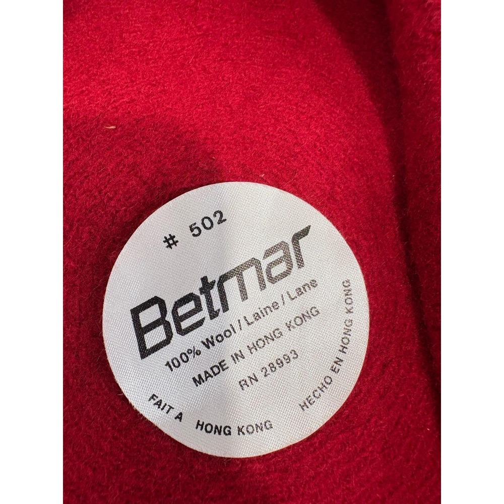 Betmar Red 100%‎ Wool Beret Cap French Style Hat Vintage Made in Hong Kong - Picture 6 of 6